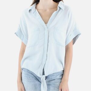 BLACK TAPE_
TENCEL TIE-FRONT BLOUSE